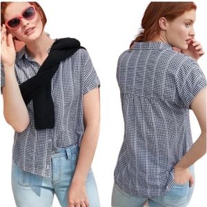 Anthropologie Cloth & Stone Gingham Black & White Button Up